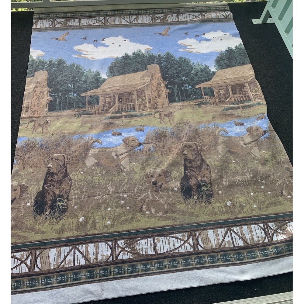 vintage throw blanket Tapestry Blanket Dogs Cabin Setting With Birds 7.5 X 6 Ft